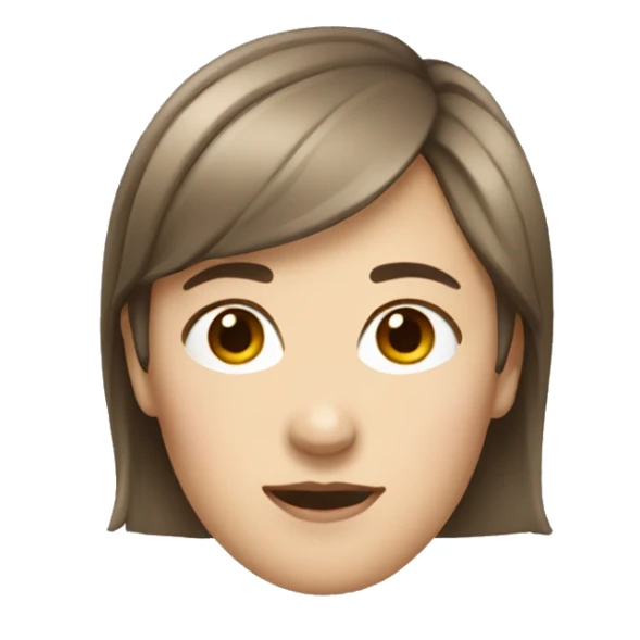 iOS woman with short and brown hair, emoji, androgynous sticker