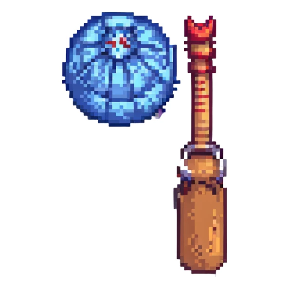 Bludger ball and Beater's bat from Harry Potter's Quidditch in pixel art style sticker