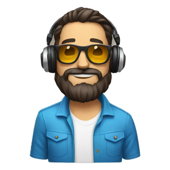 Dj con barba y gafas sticker