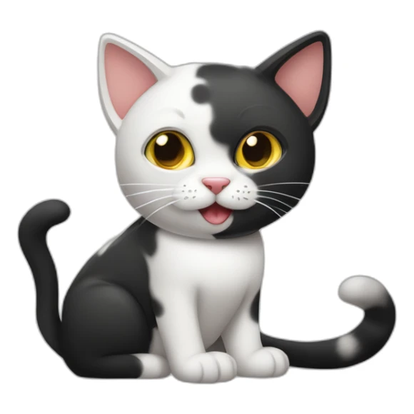 Un gato atigrado y una gata negra con manchas blancas jugando sticker