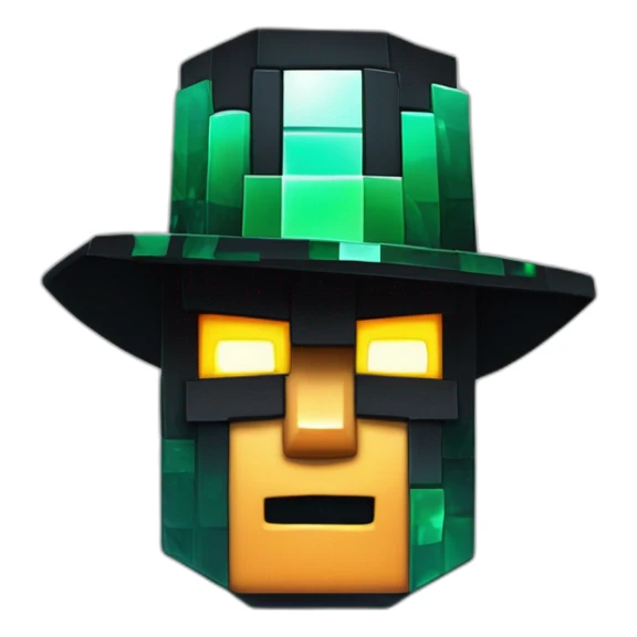 Pixel Minecraft Fedora Halloween Head Mask Diamond Obsidian Emerald Flame Shiny Glow Reward Legendary Unique Epic Mystery sticker