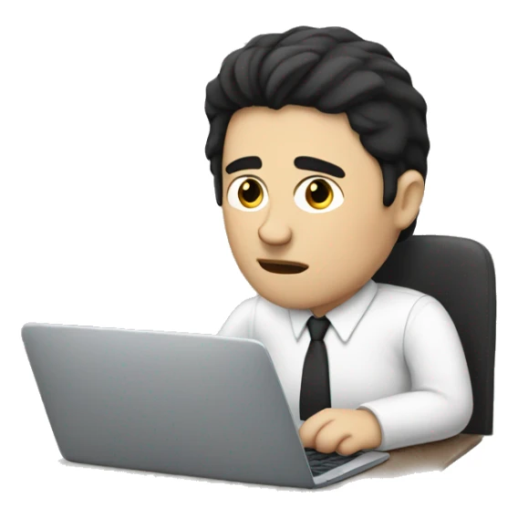 tired white man with black hair, sitting at a laptop


 sticker