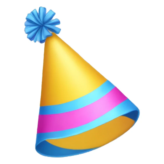 party hat in pink, blue and yellow sticker