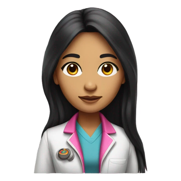  young beautiful Native American  female idol scientist with long black hair with pink accents sticker