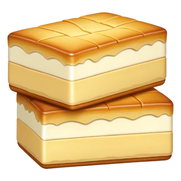 Inner Mongolia milk cake with crispy layers, simplified emoji style with bold outlines and bright colors, cartoon style dairy pastry snack sticker