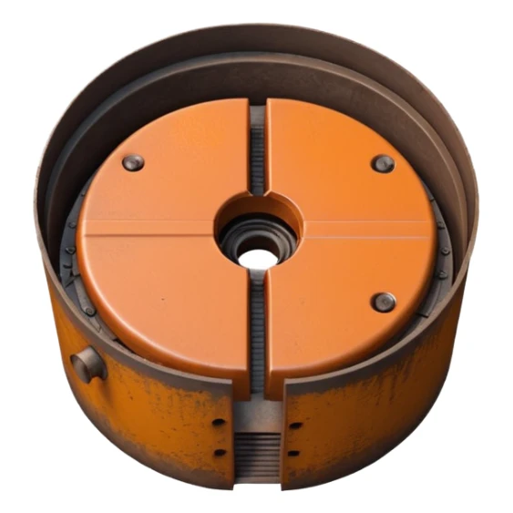 3D illustration of a manhole cover half-open with pipe access visible below, clean Pixar-like rendering, subtle shadows, slightly industrial look, not scary sticker