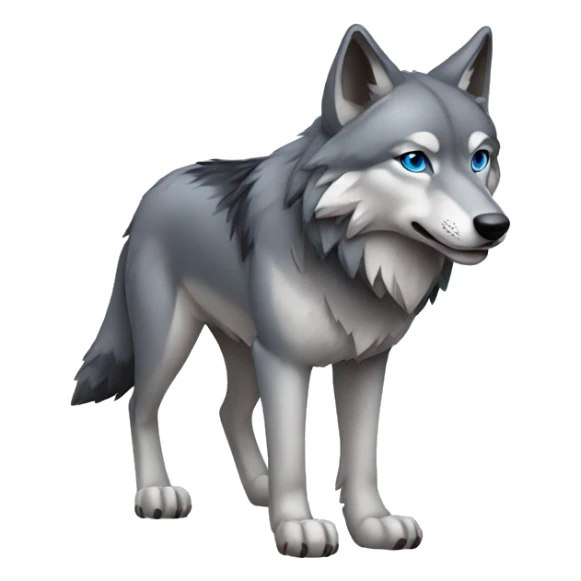 Grey wolf with black points. with blue eyes. full body sticker