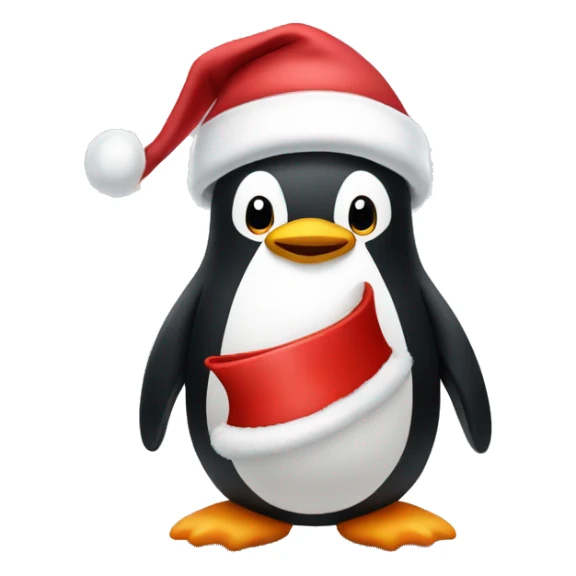Pinguin with a santa claus hat sticker