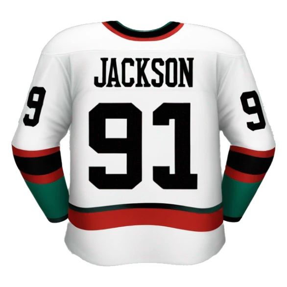 hockey Jersey with Jackson name number 93 back sticker