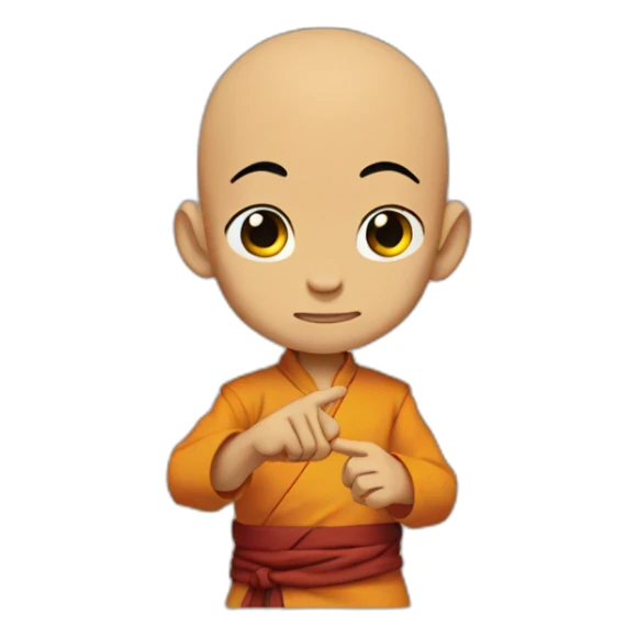 aang showing the finger sticker