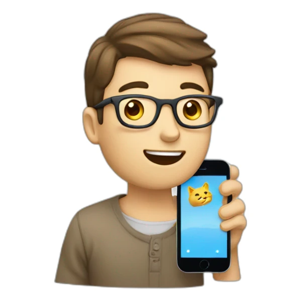 Un homme allongé qui joue chat avec son téléphone sticker