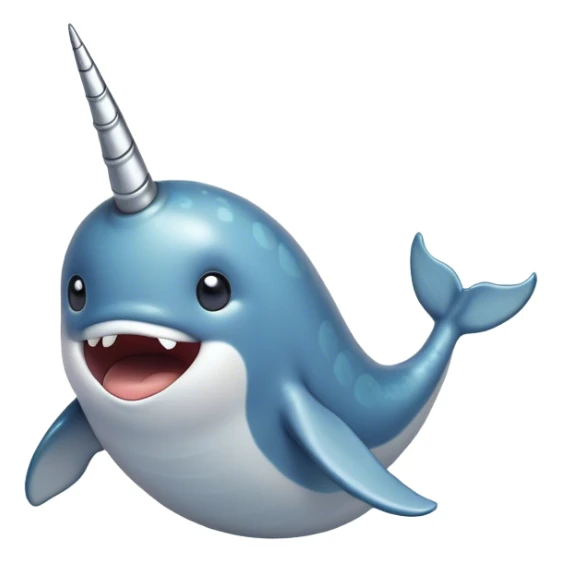 Cinematic Comical Narwhal Portrait Emoji, Head tilted dramatically with an exaggeratedly shocked expression, featuring a streamlined body with a prominently spiraled tusk and wide, comically expressive eyes brimming with disbelief, Simplified yet hilariously expressive features, highly detailed, glowing with a slightly sassy glow, high shine, dramatic yet playful, stylized with an air of quirky oceanic attitude, bright and endearing, soft glowing outline, capturing the essence of a meme-worthy narwhal that appears ready to side-eye its way into internet fame instantly! sticker