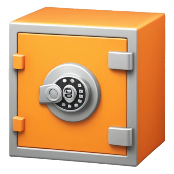 3d colosed isometric small safe in orange or yellow sticker