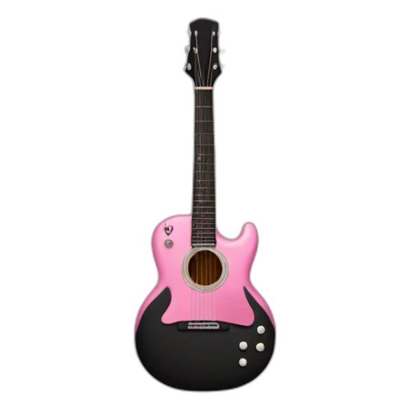 Black guitar with a thin coquette pink bow  sticker