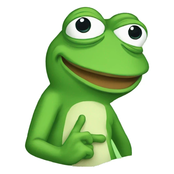 Pepe the frog in full growth points with his finger sticker