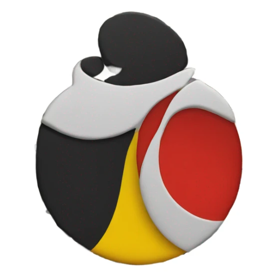 A wavy black and red rectangle with a medium sized yellow circle in the middle sticker