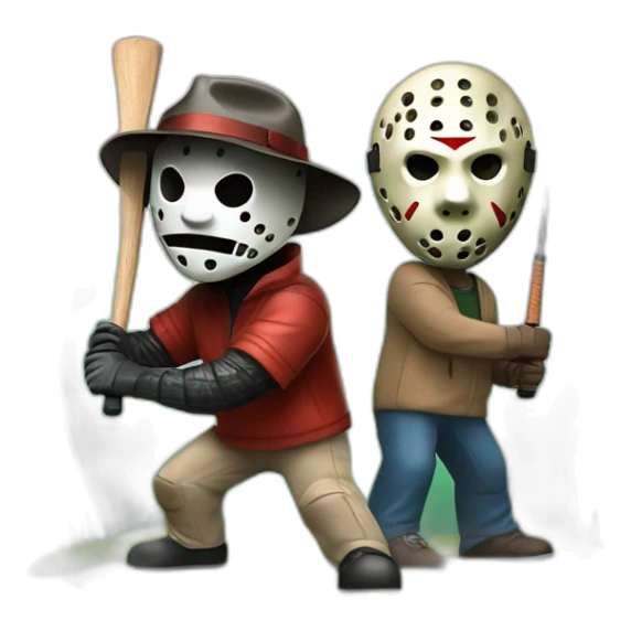 Freddy Kruger and Jason Voorhees and Michael Myers playing golf sticker
