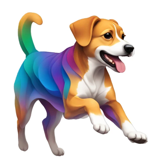 Vector art of a dog running made of vector multicoloured gradient shapes abstract shapes vector art sticker