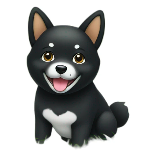 cute black shiba sit on the grass sticker