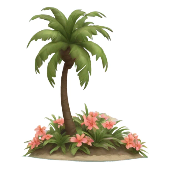 Aesthetic palm tree on a island with flowers on it sticker