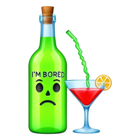 Bottle service sign saying “I’m bored” sticker