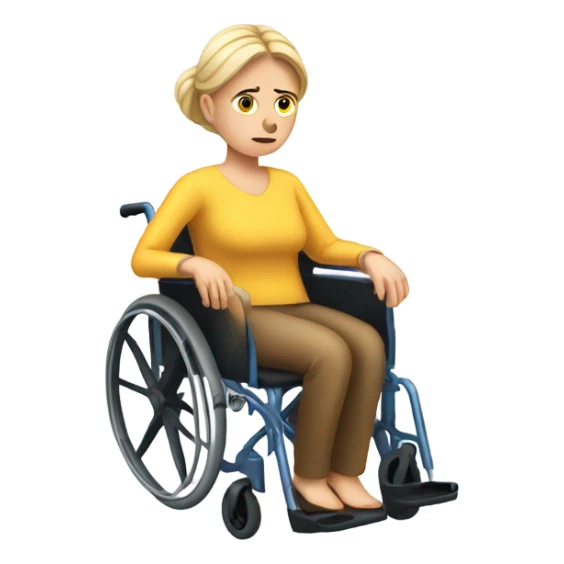 sad disabled white woman on a wheelchair sticker