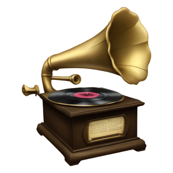 vintage gramophone with vinyl record sticker