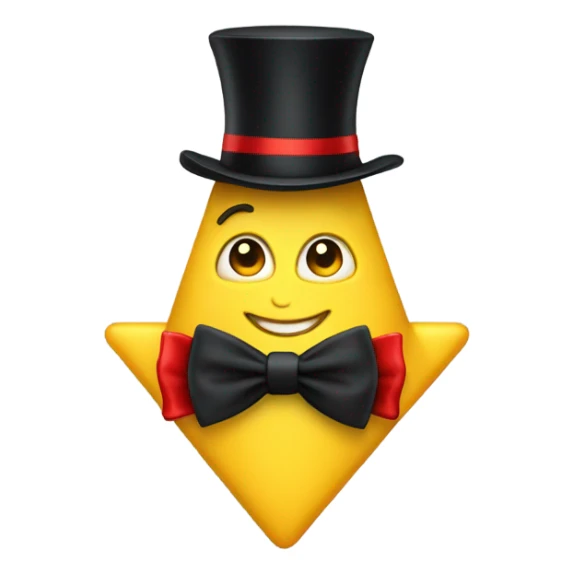 yellow triangle with a top hat and bow tie  sticker