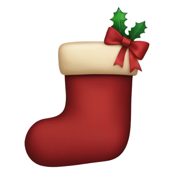 Dark red Christmas stocking with beige bow on top sticker
