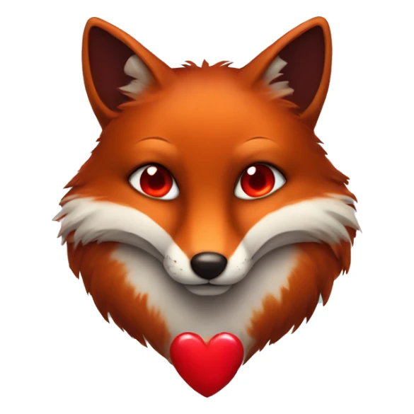 dark red fox face with tiny red heart instead of eyes sticker
