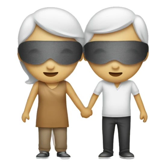 Two people with blindfolds and blind person sticks leading eachother  sticker