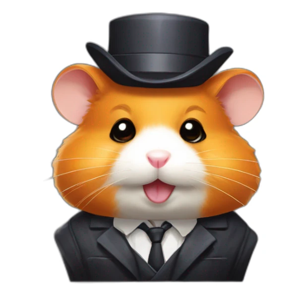 A joyful (((Orange Hamster))) dressed as a ((Gansta)), with a serious expression and and a mafia costume, pixelart sticker