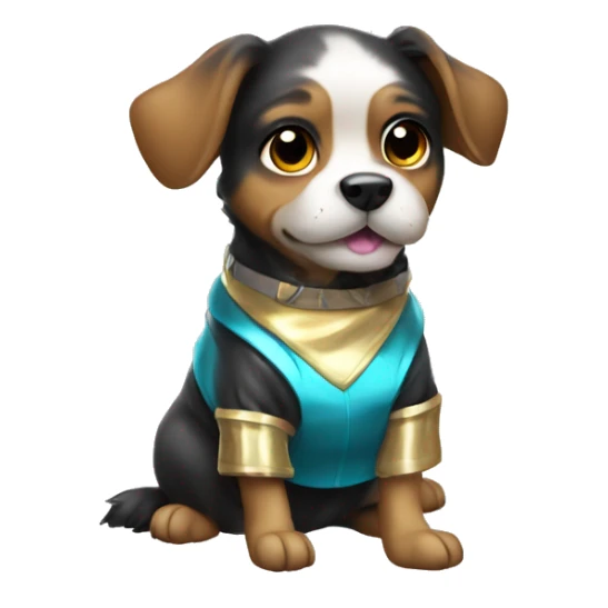 cute dog in shiny clothes sticker