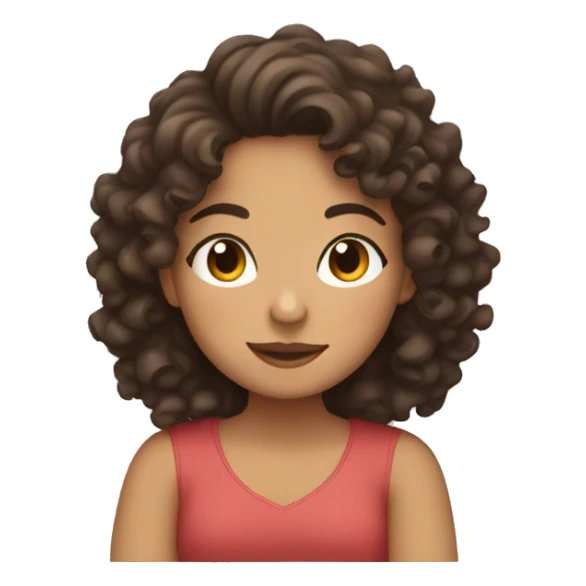 Brunette girl with curly hair hugging herself sitting down closed eyes sticker