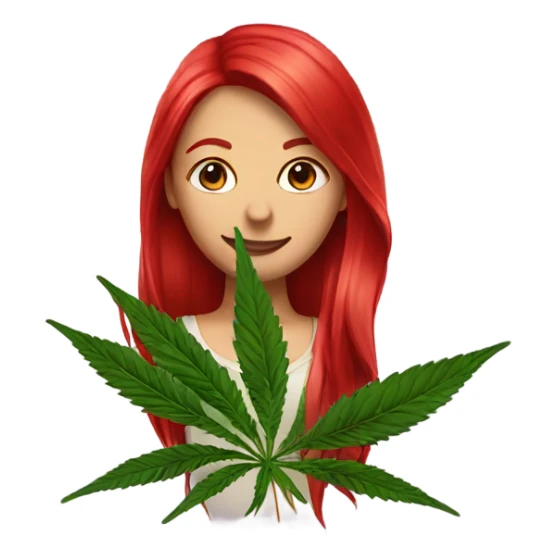 female blood red hair, beside marijuana plant  sticker