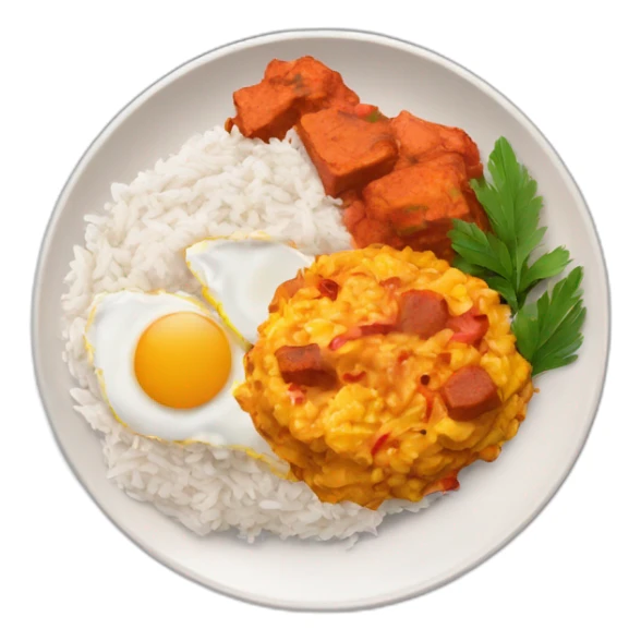 tikka masala, scramble egg and rice on a plate sticker