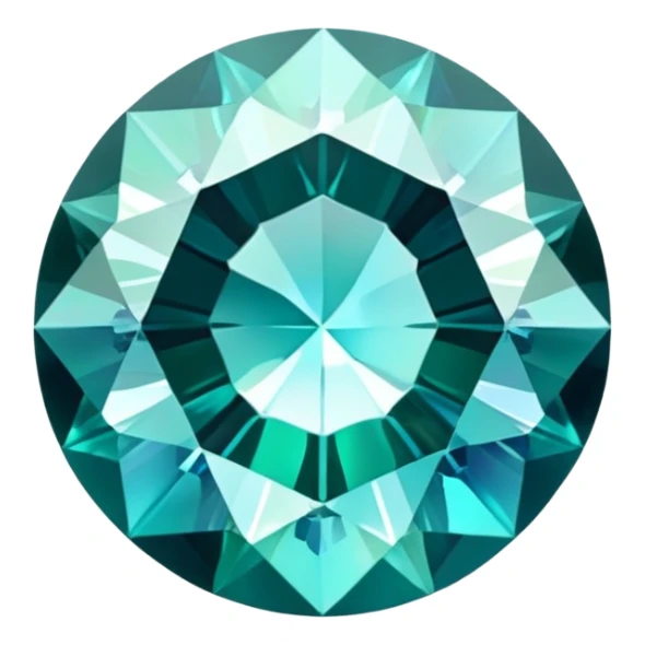 round cut gemstone with iridescent shine, deep teal color, brilliant facets sticker