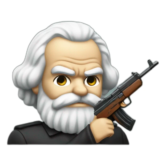 karl marx shoots ak-47 sticker