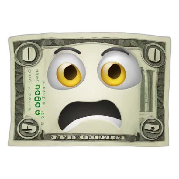 banknote with eyes and mouth mascot fiveish sticker