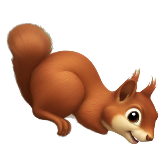Cute red squirrel smiling with bushy tail and bushy ears no hair on head sticker