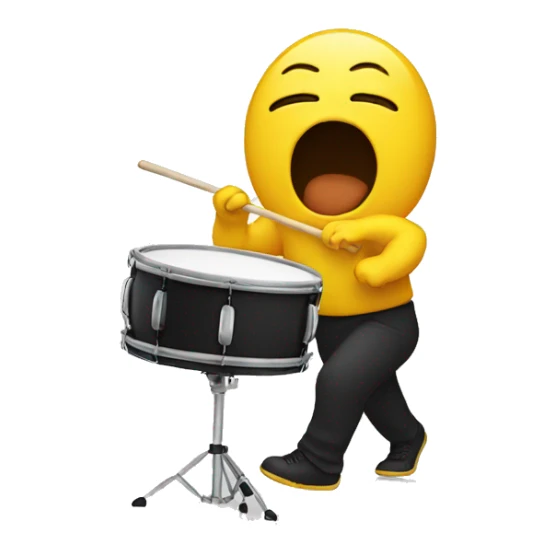 Yellow crying out loud emoji playing the drum sticker