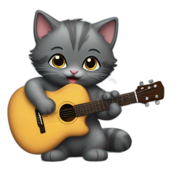 A darkgrey kitten playing the guitar saying "Navid!" sticker