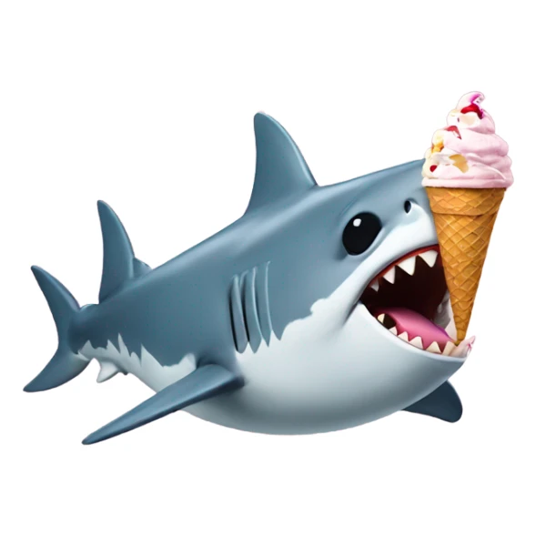 shark eating an ice cream with sunglasses  sticker