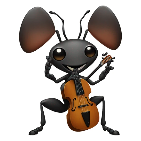 a giant ant with a balalaika in his hands sticker