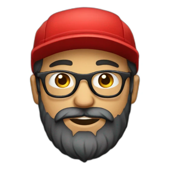 bearded portuguese designer with glasses and a red cap sticker
