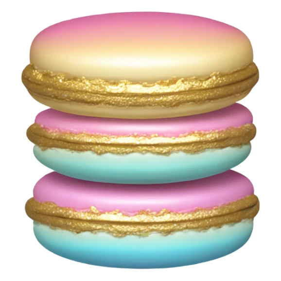 Realistic pastel ombre macaron with shiny metallic gold filling in the center. sticker