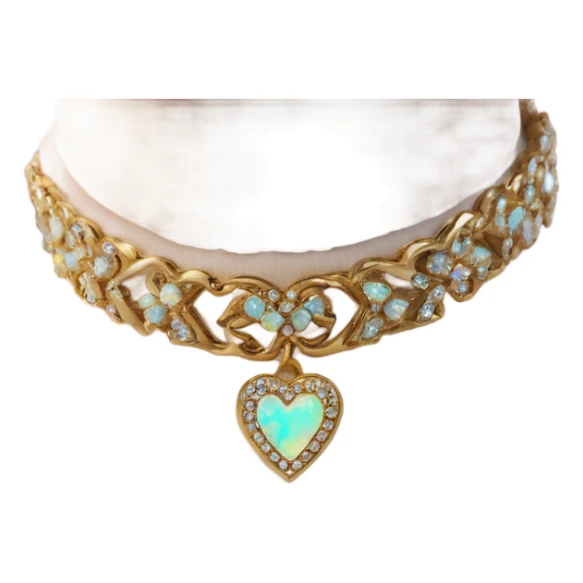 Gold heart collar with opal rhinestones sticker