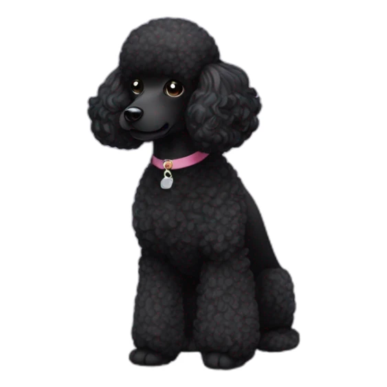 miniture black poodle headshot sticker