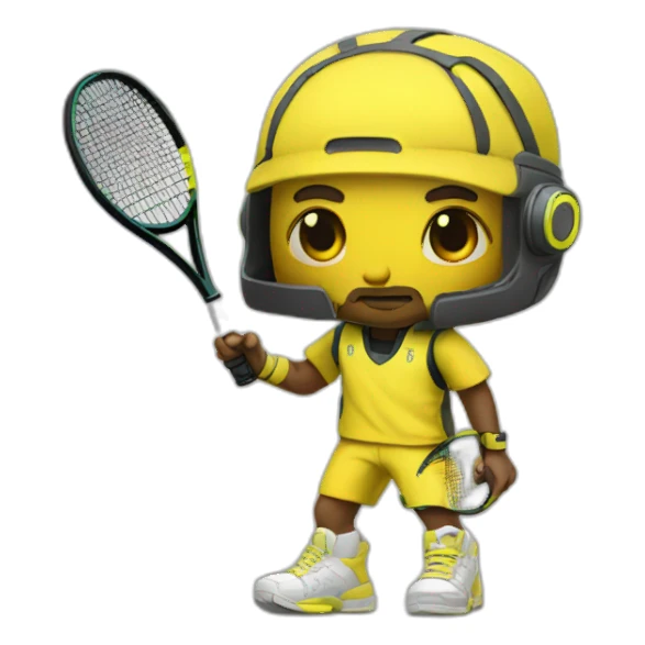 cyberpunk yellow tone dude in tennis uniform sticker