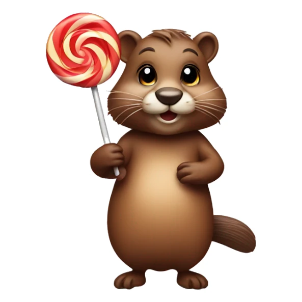 Cute beaver in a dress with lollipop sticker